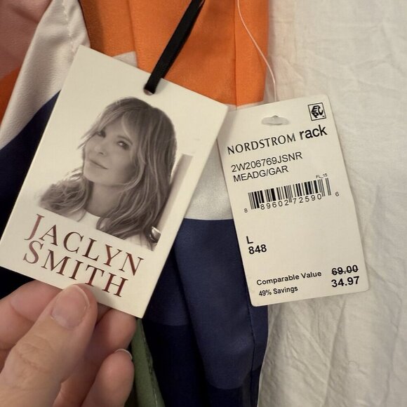 NWT Jaclyn Smith Stripe Buckle Wrap Satin Midi Skirt Size Large - Picture 5 of 12